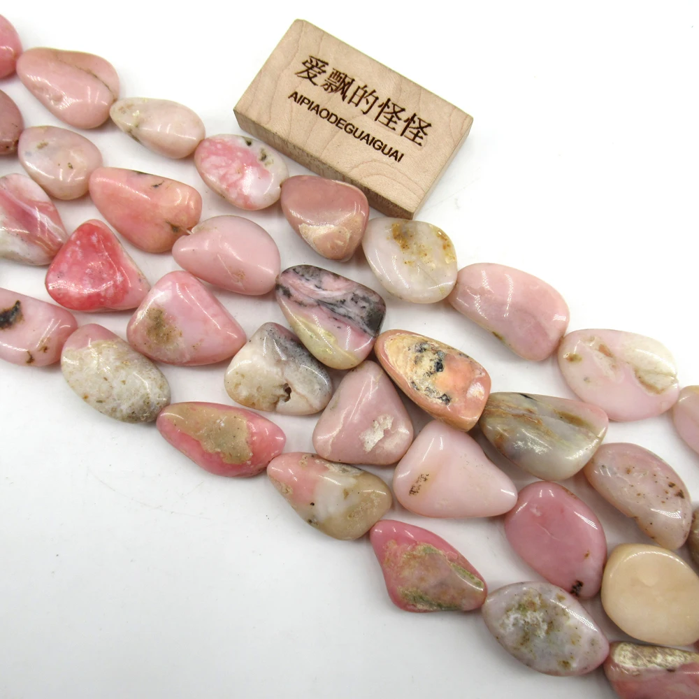 APDGG Natural Pink Opal Freedom Oval Nugget Gems Stone Loose Beads 15'' Strands Jewelry Making DIY