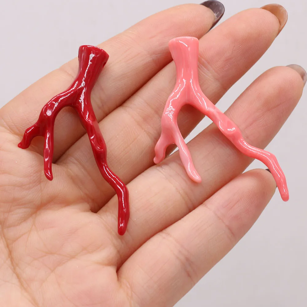 Natural Coral Pink Tree Branch Beads 2/4 Forks Crafts For Jewelry MakingDIY Necklace Bracelet Earring Accessory Charm Women Gift