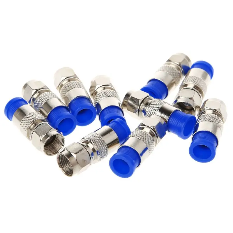 10Pcs RG6 RG59 Compression Connectors Coaxial Coax Cable Fitting Tools O-Ring