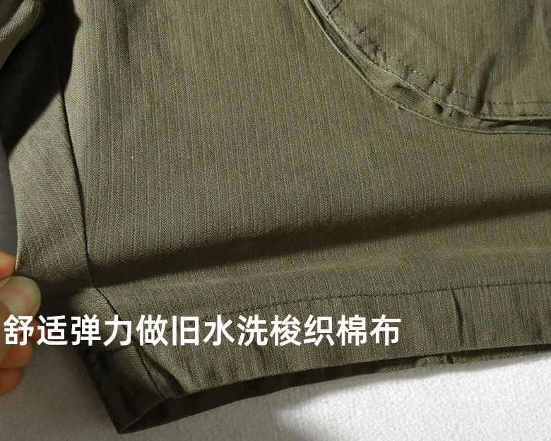 2021 Summer New Tooling Shorts Men\'s Japanese Fashion Large Pocket Loose Casual Army Green Straight Elastic Knee Length Pants