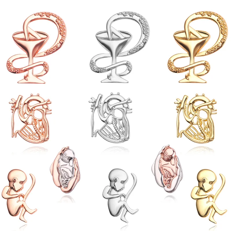 Souvenir Doctor Nurse Brooch Fashion Medicine Human Organ Pin Female Uterus Heart Fetus Medical Brooch Memorial Gift For Medical