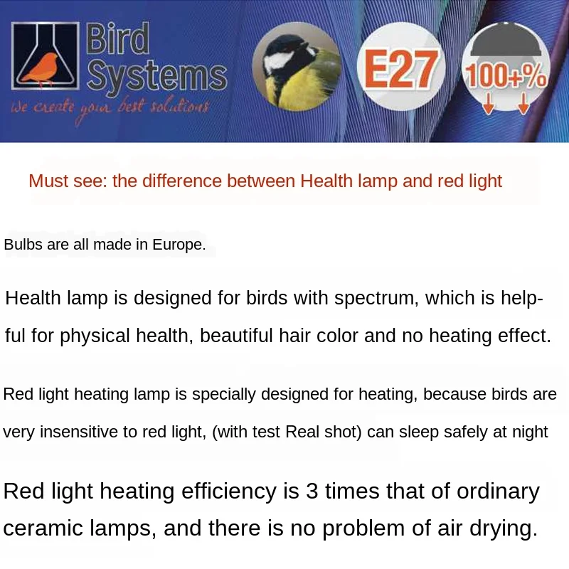 Bird System Parrot Supplies Bird Fill Light Insulation Warm Heating Full Spectrum Calcium Supplement Anti-Bite Wool Lamp