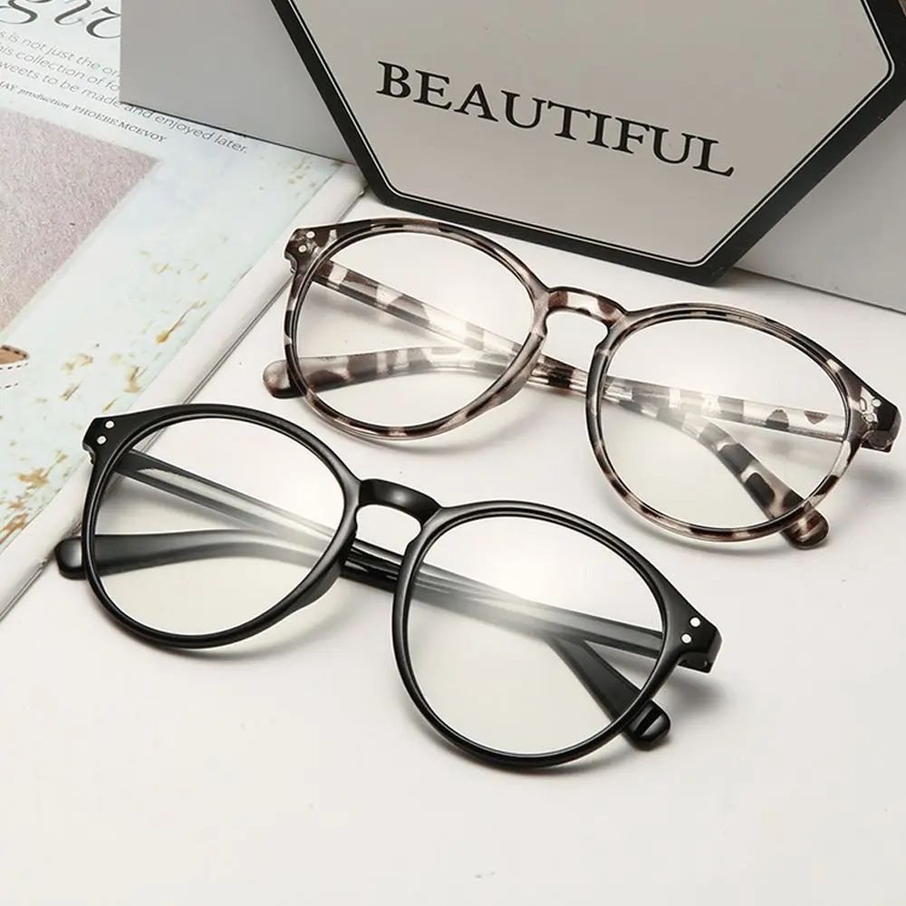 -1.0~-4.0 Reduces Eye Strain UV Protection Black Anti Blue Light Vintage Eyeglasses Myopia Glasses Flat Mirror Eyewear