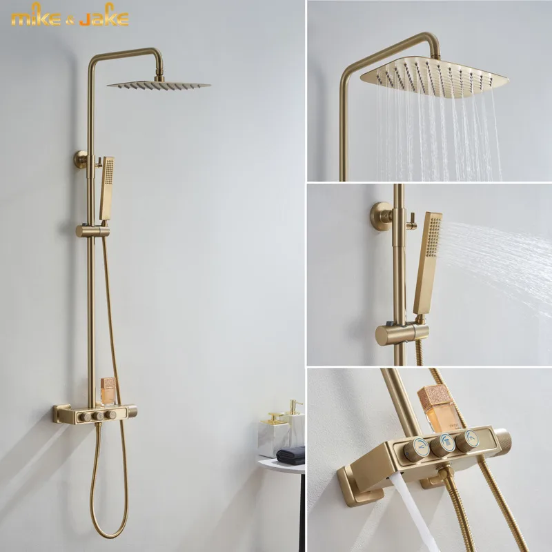 

Gold brush shower mixer matte frosted gold bath shower rainfall shower mixer set matte gold shower tap bath hot and cold mixer