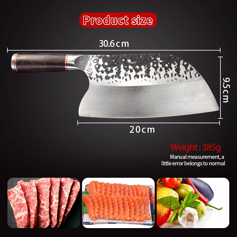 Handmade Forged Chinese Chef Knife Meat Chopping Vegetables Slicing Cleaver Kitchen Knife 5CR15 High Carbon Clad Stainless Steel