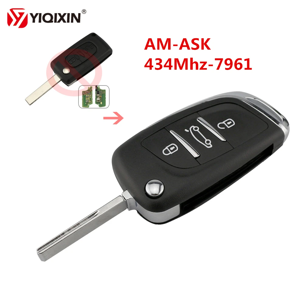 YIQIXIN 3 Button Remote Key Modified Folding For Peugeot 307 308 For Citroen C2 C3 C4 C5 C6 Xsara Grand Picasso 434Mhz With ID46