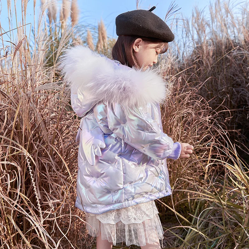 

jacket girls 2021 new western style small children's clothing long coltsfoot baby with thick white duck down jacket