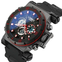 LOQNCE T6001 orologio da uomo multifunzionale di vendita caldo di marca impermeabile pesante grande quadrante automatico data orologio al quarzo sportivo