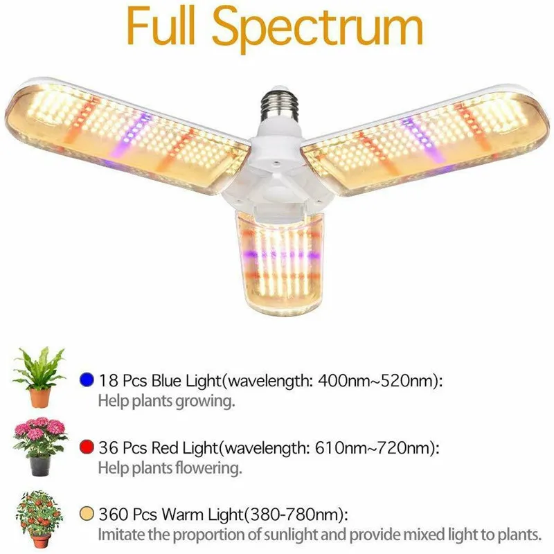 10pcs E27 LED Grow Light 150W Full Spectrum Growth Fan Lamp Bulbs Waterproof for Indoor Outdoor Greenhouse Plant Flower Seedling