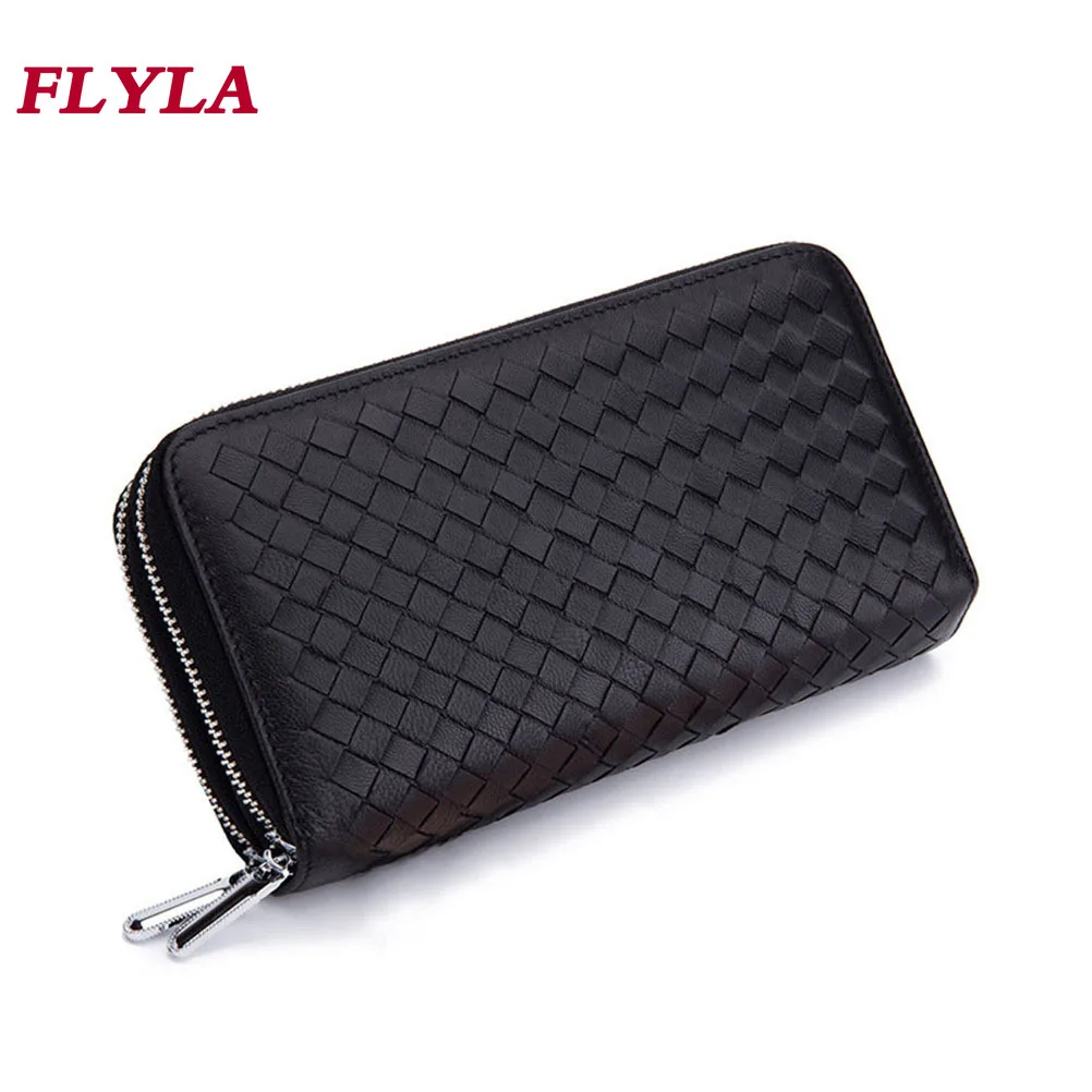 

RFID Blocking Double Zipper Long Clutch Wallet Cellphone Wallet for Men and Women with Hand Strap for Card, Cash, Coin, Bill