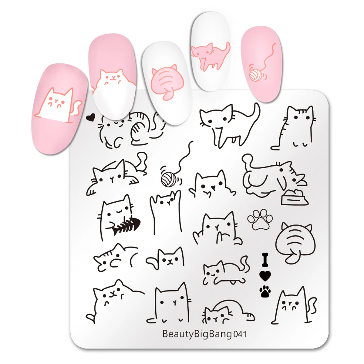 

Image BeautyBigBang 6CM Stainless Nail Stamping Cat Plates Striped Cute Steel Template Nail Art Stamp Plate 041