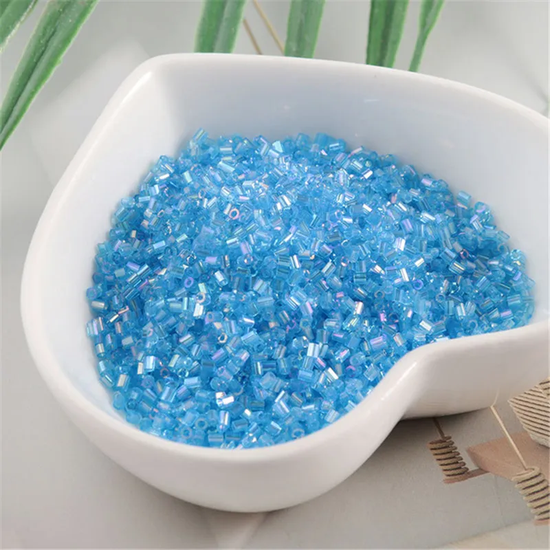 1000pcs/Bag 1.5mm Glass Tube Silver DIY Seed Beads Transparent Glass Bugle Seedbeads Craft Jewelry Sewing Garment Accessories