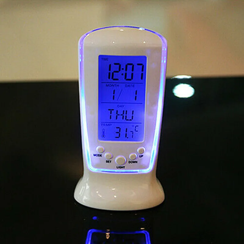 LED Digital Table Alarm Snooze Clock Night Light Thermometer Displayer SUB Sale