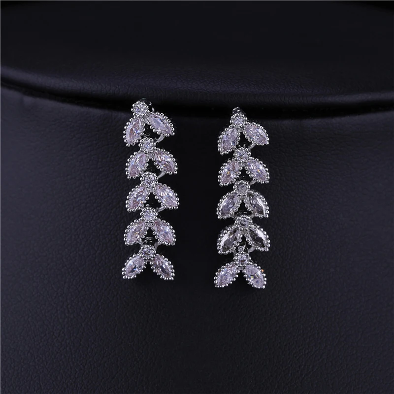 HUAMI Women Jewelry Making Accessories Stud Earrings Necklace Sets Korean Fashion Christmas Bridesmaid Gift Wedding Cubic Zircon