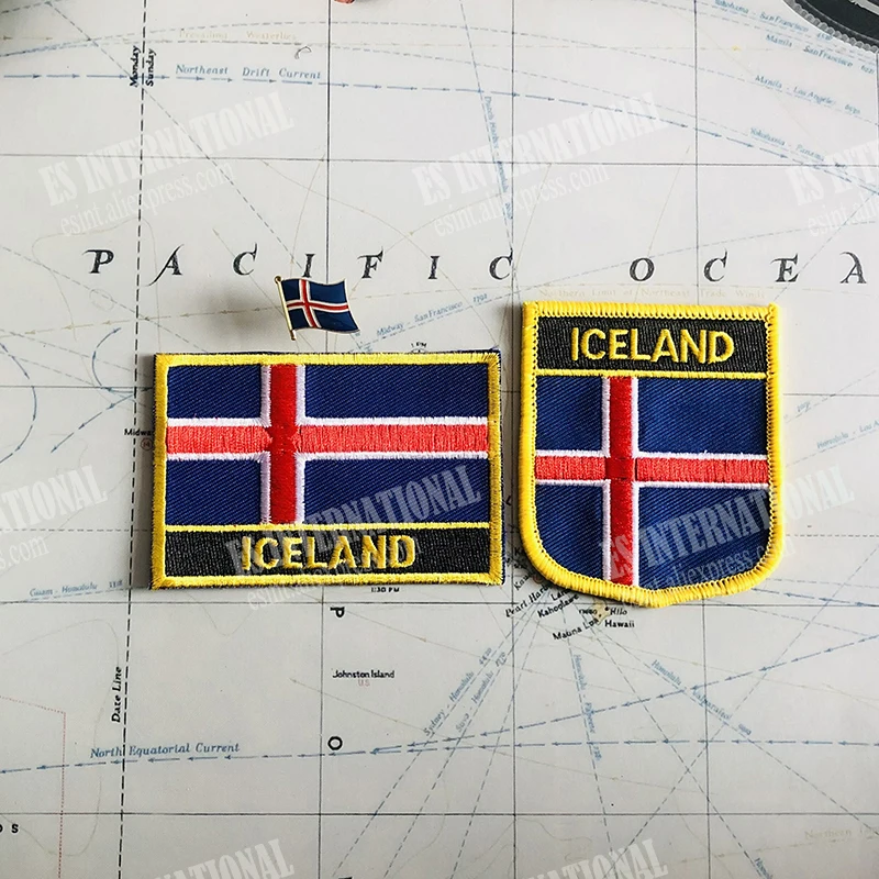 Islandia flaga narodowa łaty do haftu odznaka tarcza i kwadratowe szpilki jeden zestaw na tkaninie opaska dekoracja plecaka