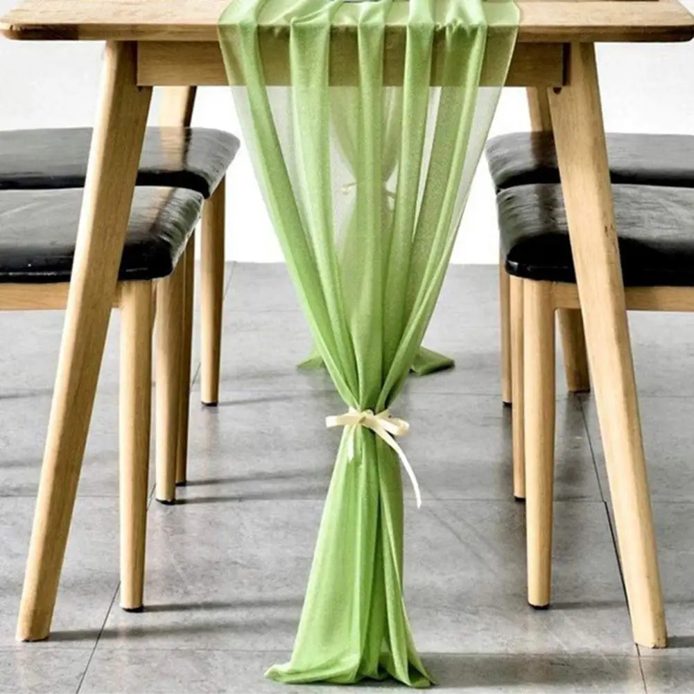 Table Runner Solid Color Decorative Romantic Chiffon Wedding Table Runner for Bridal Showers