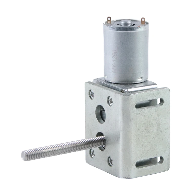 

DC Gear Motor 12v 24v Worm Gear High Torque Threaded Screw Long Shaft Small Motor + Bracket + Flange DC Electric Motor