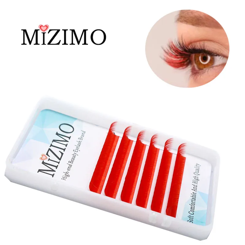 MIZIMO New color grafting eyelash 0.07/0.1mm 8-15mm red yellow green artificial mink hair eyelash extension