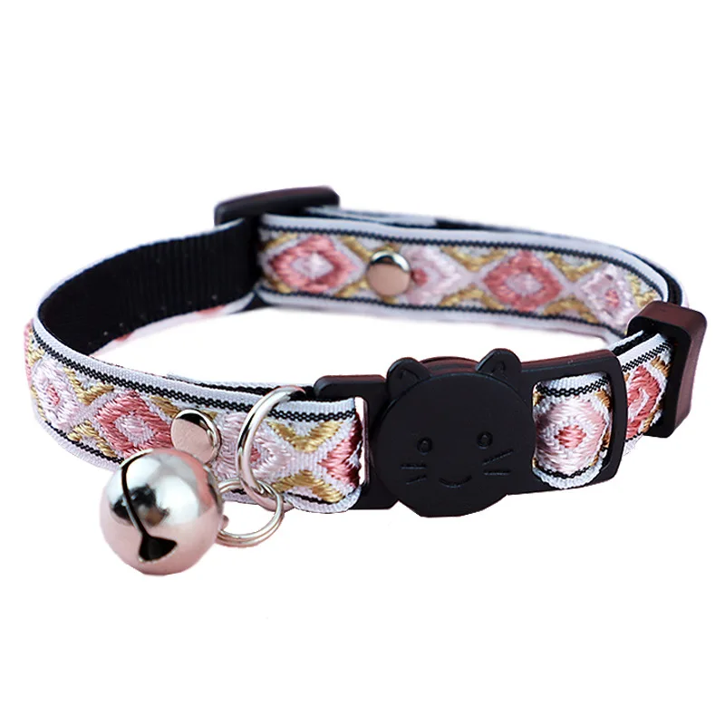 Cat Collar Bells Ethnic Style Jacquard Pet Collar Custom Anti-suffocation Cat Buckle