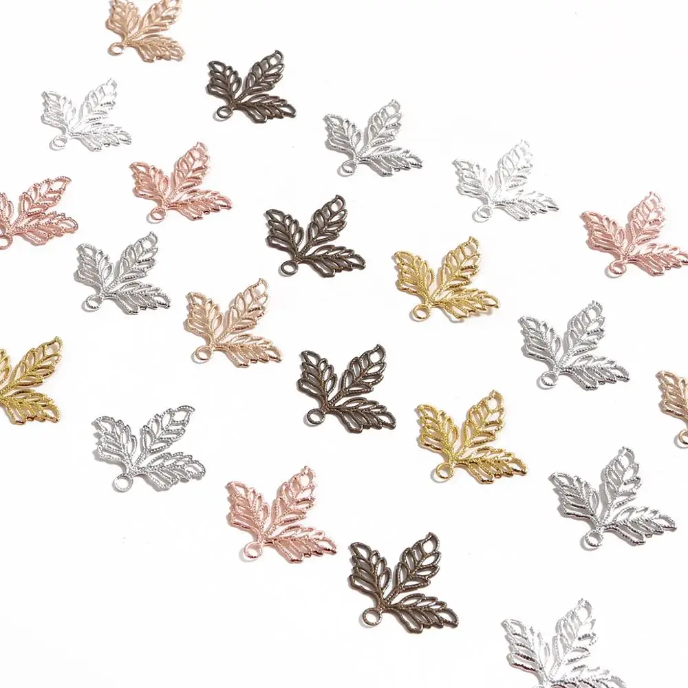 10 stücke Filigrane blume blatt Wraps Metall Charme Für Verschönerung Sammelalbum DIY Schmuck Metall Handwerk Wraps ohr zubehör