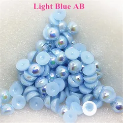 1.5-12mm Flatback Light Blue AB Mezza Perla Rotonda Perle di Resina ABS Imitazione Perle Perline FAI DA TE Abito Da Sposa manicotto del Chiodo del tasto