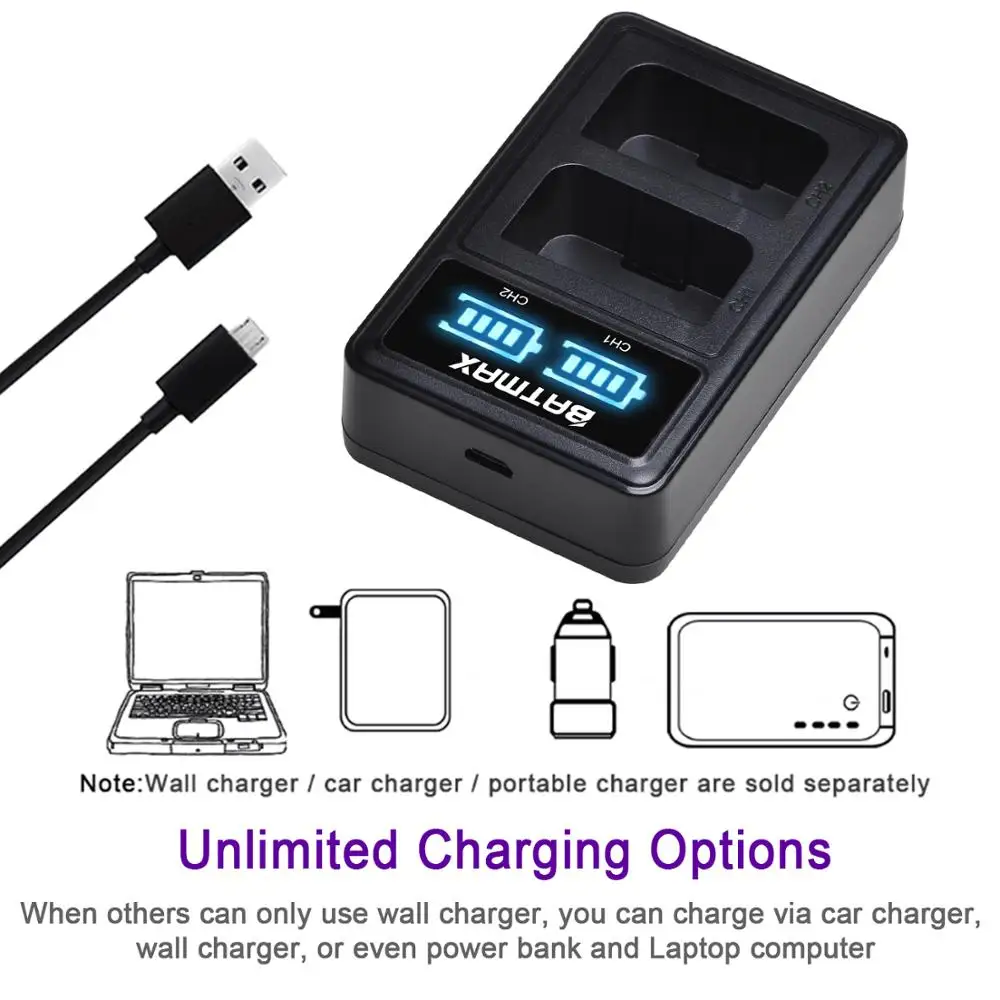 Batmax EN-EL25 EN EL25 1680mAh Battery + LED USB Dual Charger for Nikon Z30,Z50, Z50 ZFC, Z FC Camera MH-32 charger