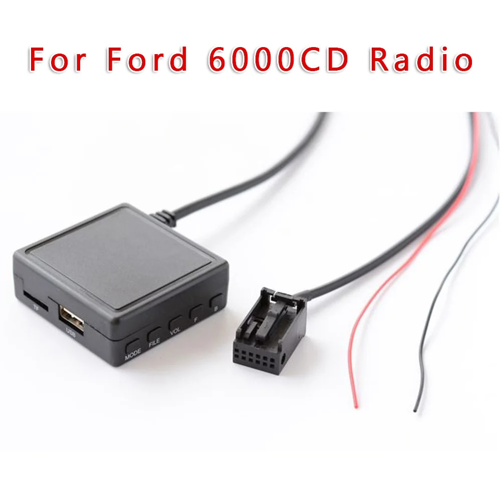 12Pin Car AUX USB Audio Bluetooth Adapter Cable Microphone For Ford 6000CD Radio Bluetooth Music Adapter With Microphone