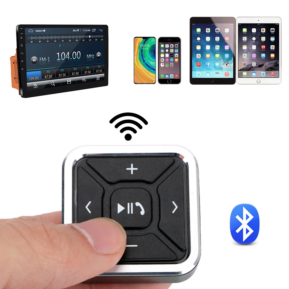 For Android IOS Wireless Bluetooth Media Button MP3 Music Player Car Steering Wheel Switch Remote Control Automotive Accessories