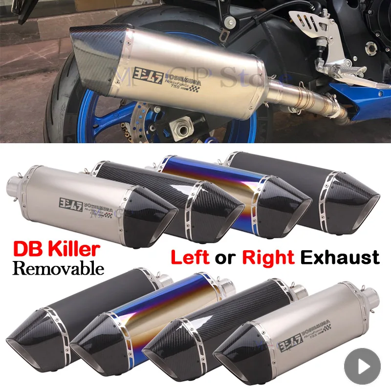 YOSHIMURA Universal Motorcycle Exhaust Pipe Left Muffler DB Killer Escape Silencieux Moto For KTM 390 GSXR750 NC750X Z900 CBR500