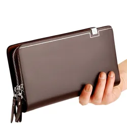 Brand Men Wallets carteira masculina couro coin pocket Double Zip Male Wallet long Large Men Purse hombre clutch bag Business