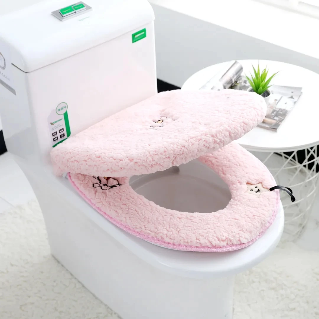 Universal Waterproof Thick Toilet Cushion,Four Seasons, Warm, Winter,Household Toilet Cover, Cartoon, Portable, Zipper, Seat Mat