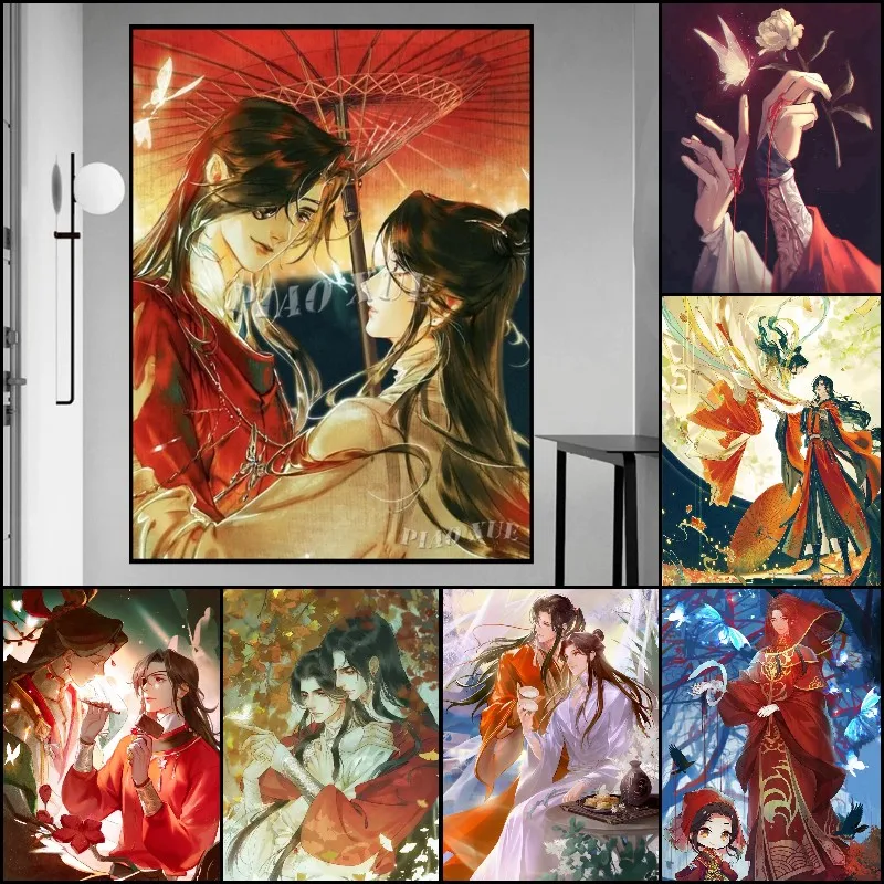 Embroidery 5d Tian Guan Ci Fu Diamond Painting Anime Hua Cheng Mosaic Cross Stitch Art Poster For Home Decor