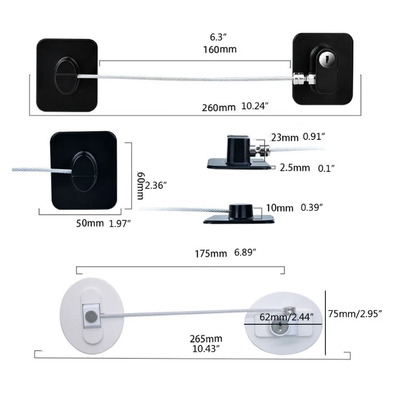 Child Safety Lock Window Kids Security Refrigerator Door Lock Limit with Key Protector Device Adhesive