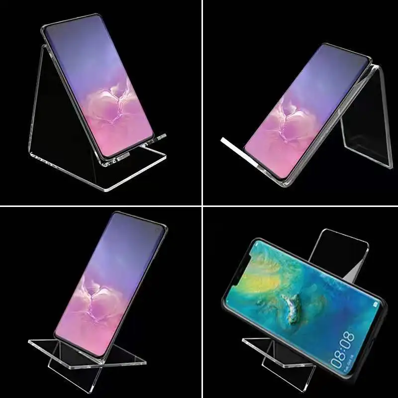 10 Pcs Clear Acryl Telefoon Mount Houder Mini Draagbare Display Stand Rack Stand Voor Mobiele Telefoon Display Lui Desktop Display stand