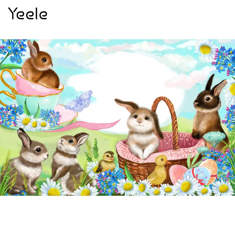 Yeele Happy Easter Eggs Photocall Flowers Rabbit Photography Backdrop Photographic Decoration Backgrounds For Photo Studio