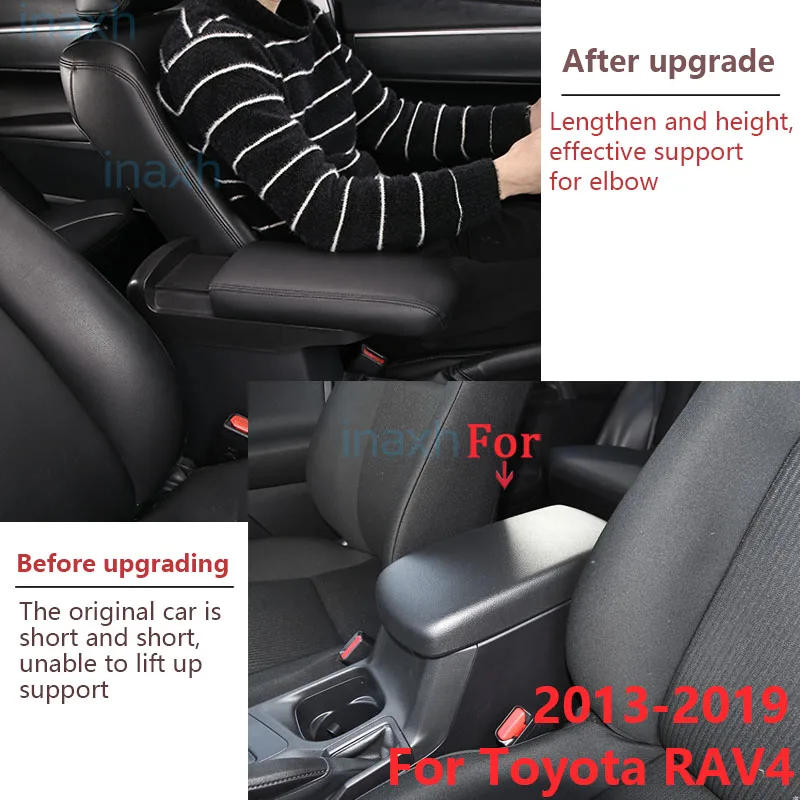 For Toyota RAV4 Armrest RAV4 2013-2019 Car Armrest lengthen heighten Lossless retrofit support decoration Car accessories