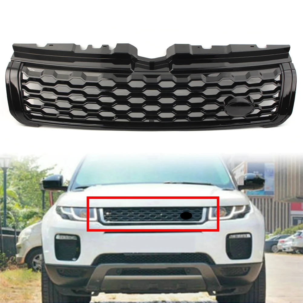 

Gloss Black Car Front Upper Grille Grill w/ Logo For Land Rover Range Rover Evoque 2010 2011 2012 2013 2014 2015 2016 2017 2018