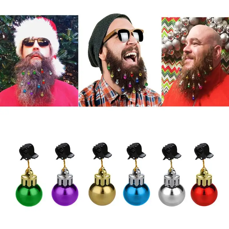 18PCS Christmas Beard Ornament Jingle Bell Bubble Beard Clip Beard Decoration Party Clothing Accessories Gifts 2020 New Year