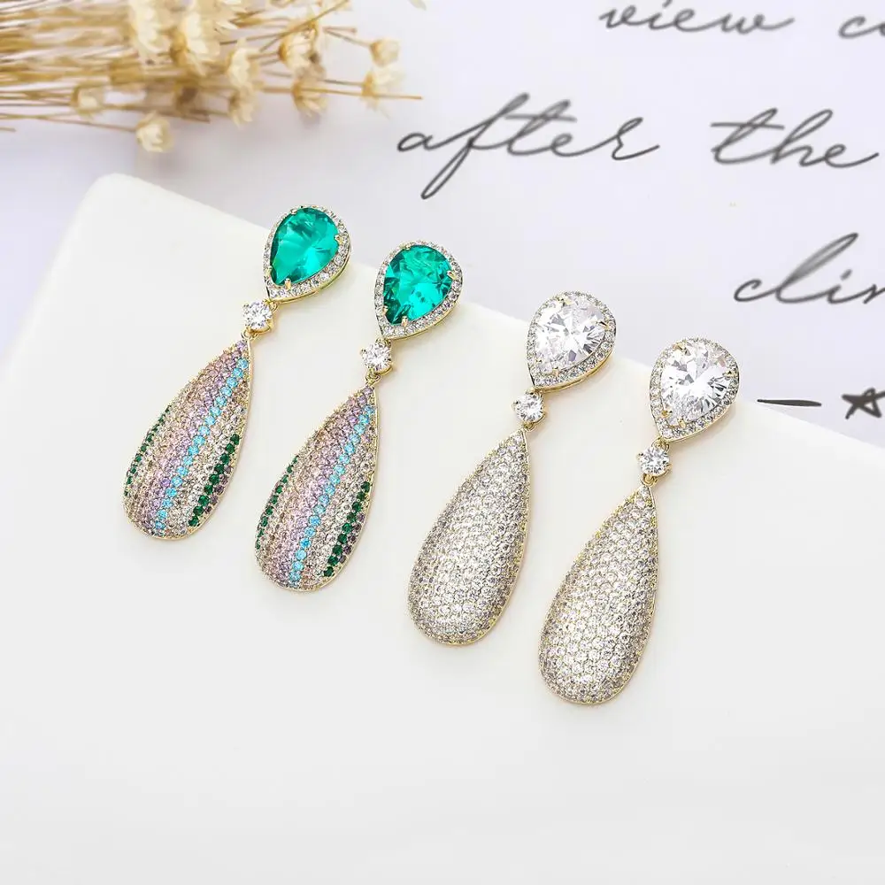 Cubic Zircon Drop Earrings for Wedding, Crystals Dangle Earring for Bride, Women Girl Gift CE10909