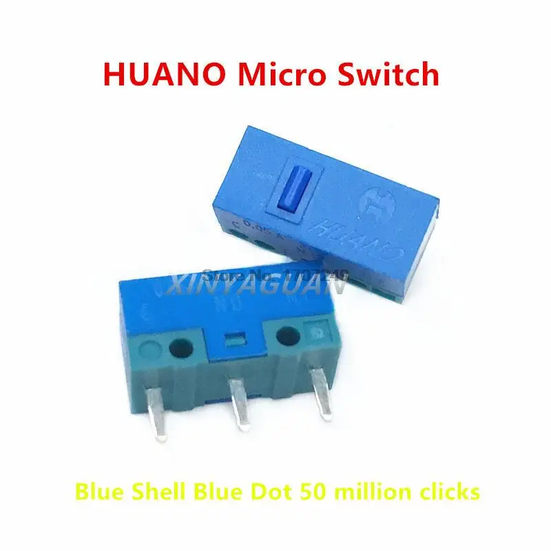 Free Shipping New HUANO Micro switch Blue Shell White/Blue/Pink dot 20 50 80 million clicks life computer mouse 3pin button