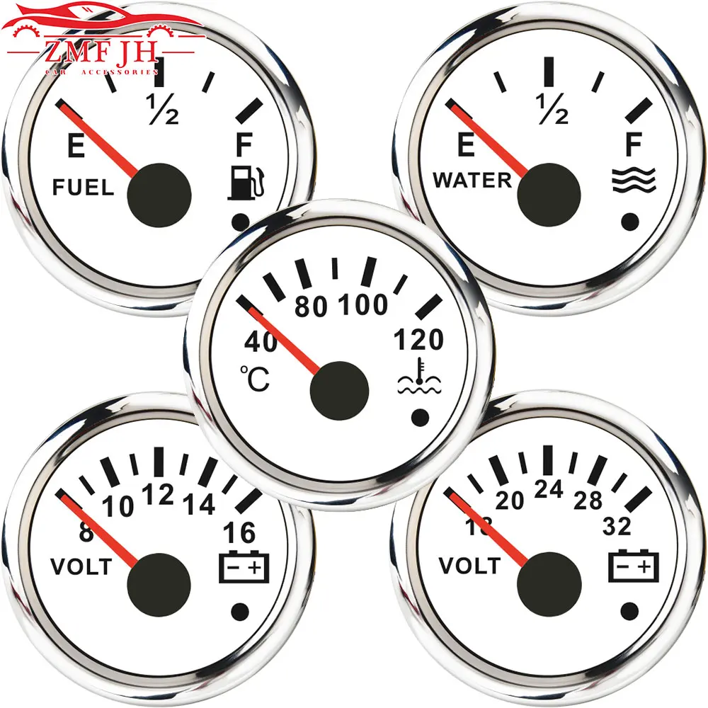 자동차 및 해양 보트용 부스트 알람 게이지 – 오일 압력, 수위, 연료 온도, 12V/24V 전압계 액세서리, 2인치(52mm) 다기능 계량기