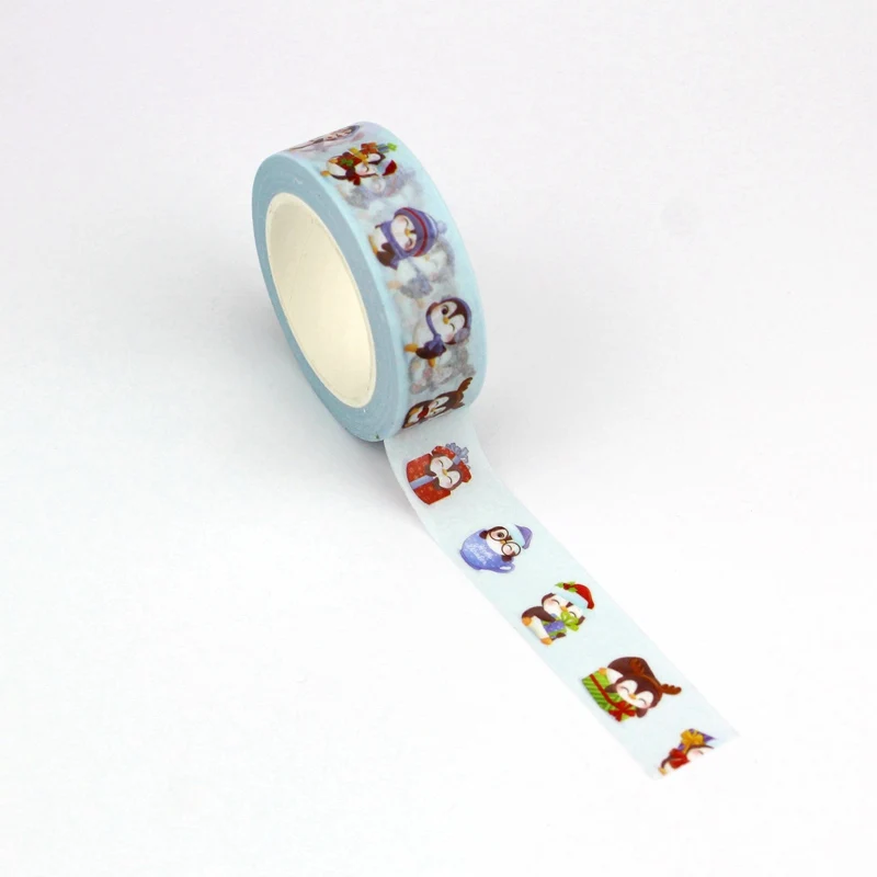 NEW 10PCS./Lot Decorative Penguin Christmas gift box Washi Tapes for Scrapbooking Gift Wrap Adhesive Masking Tape Stationery