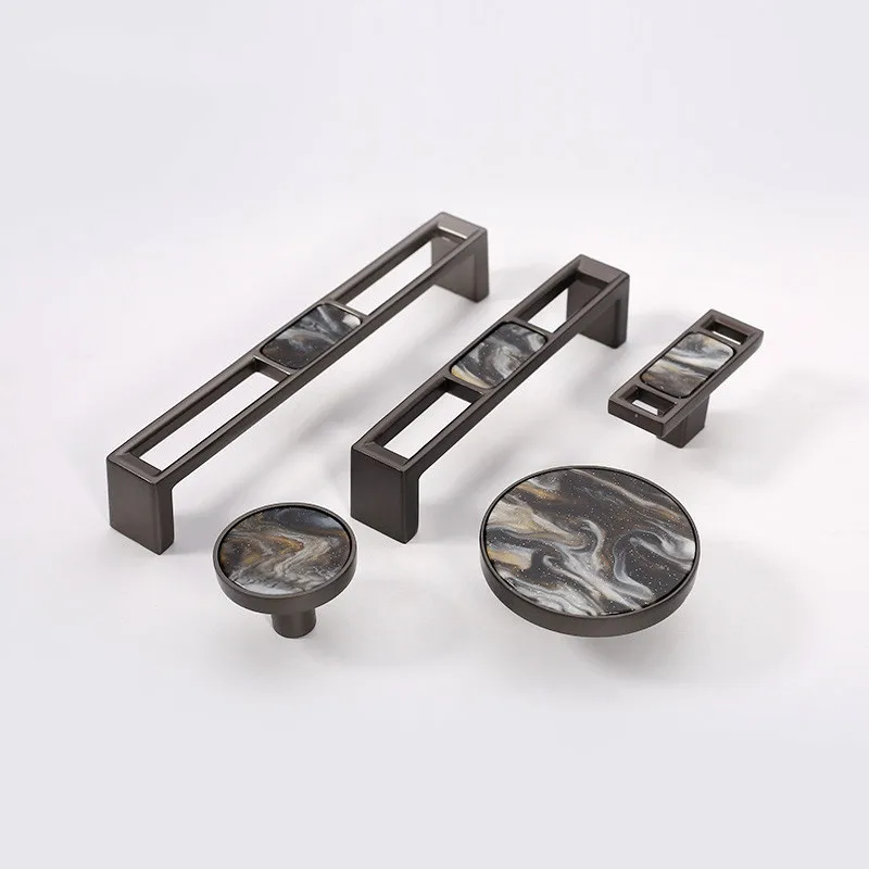 European Furniture Door Handles Zinc Alloy Drawer Pulls Handles and Knobs for Kitchen Cabinets Nordic Marble Vein