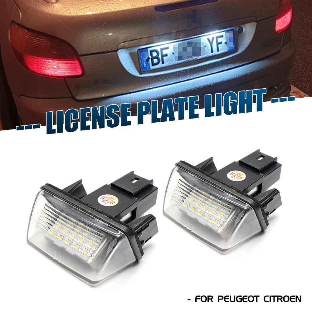 2Pcs License Plate Light LED Number Lamp For Citroen C3 C4 C5 Berlingo Saxo Xsara Picasso For Peugeot 206 207 306 307 308 5008