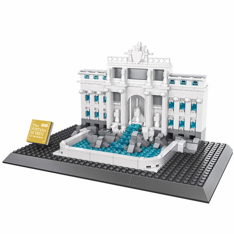 City Architecture Fontana Di Trevi Building Blocks Sets Assemble Bricks Sets Classic Skyline Landmark Model Kids Gift Toys