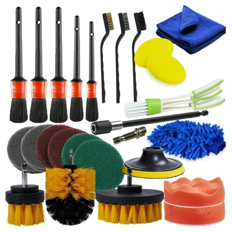 Car Drill Brush Power Scrubber Tools Car Polisher Cleaning Kit Cleaning Brush Pad Sponge for Clean Bathroom Car Shower Kitchen