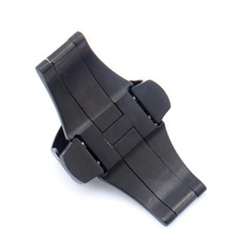 DIY Brushed 20mm 22mm Silver Black Metal Stainless Steel Strap Butterfly Buckle Watchband Clasp Buckle