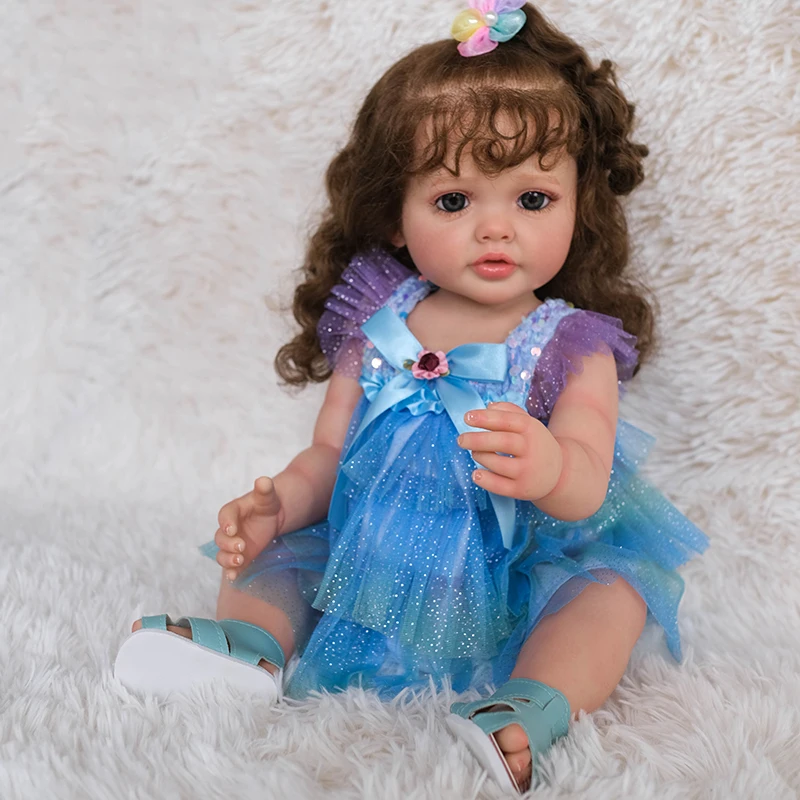 

55CM Full Body Reborn Girl Doll Betty Hand-Detailed Painting with Visible Veins Lifelike 3D Skin Rooted Long Hair Art Doll Gift