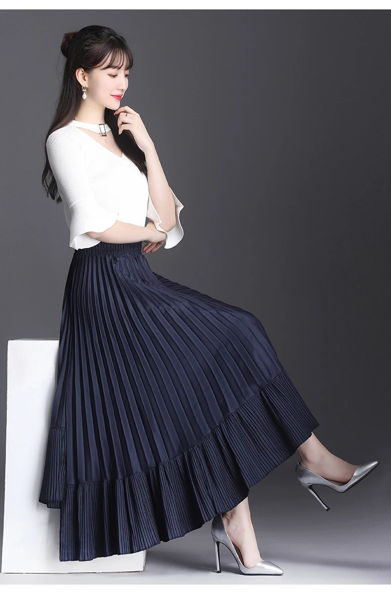 HOT SELLING  pleated long skirt romantic aesthetic autumn and winter female bust skirt IN STOCK