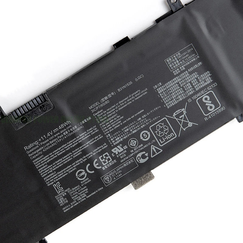 CP Laptop Battery B31N1535 11.4V 48Wh For ZenBook UX310 UX310UA UX310UQ UX410 UX410UA UX410UQ U4000U U400UQ RX310U Series